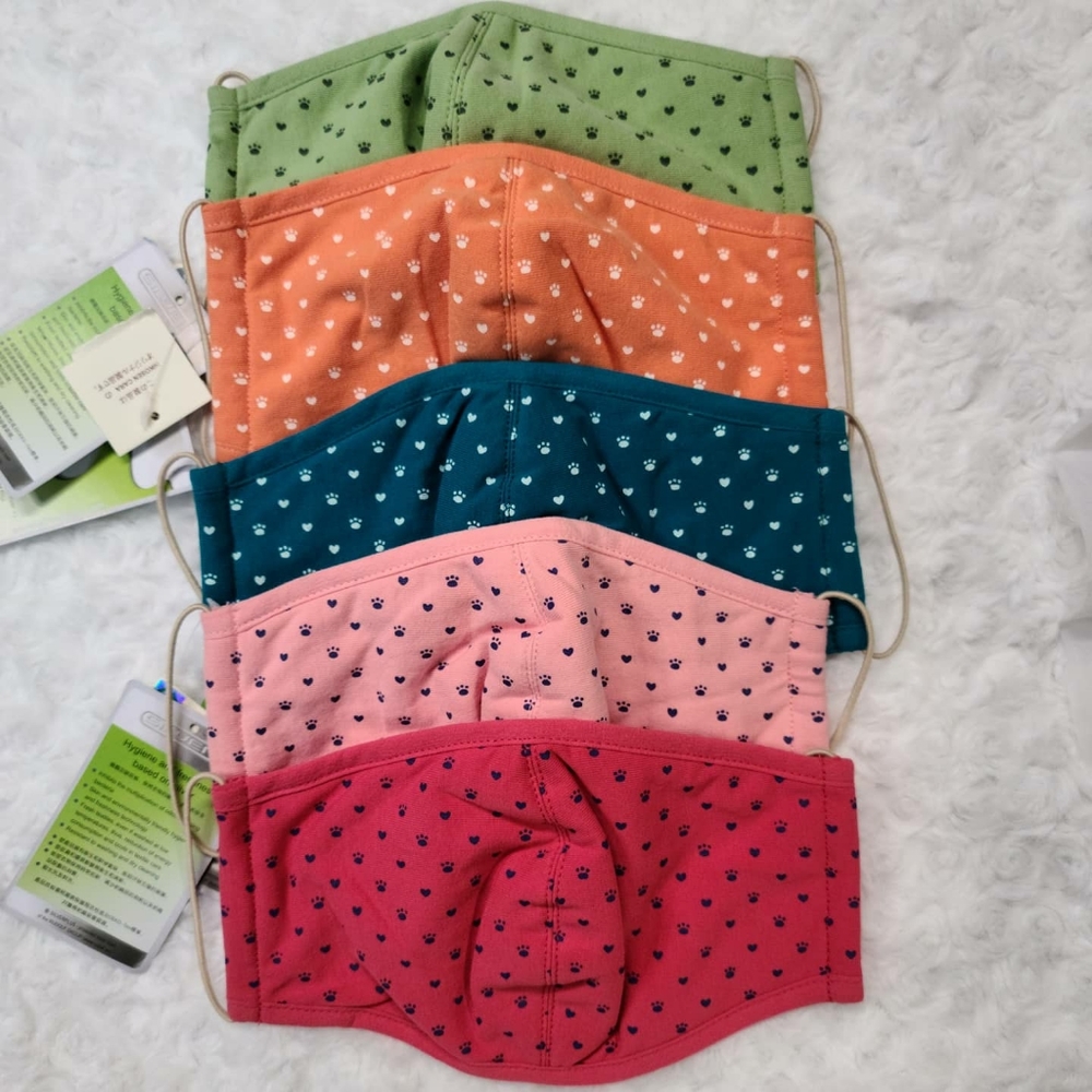 Set of 5 cute Paws n hearts print Mask